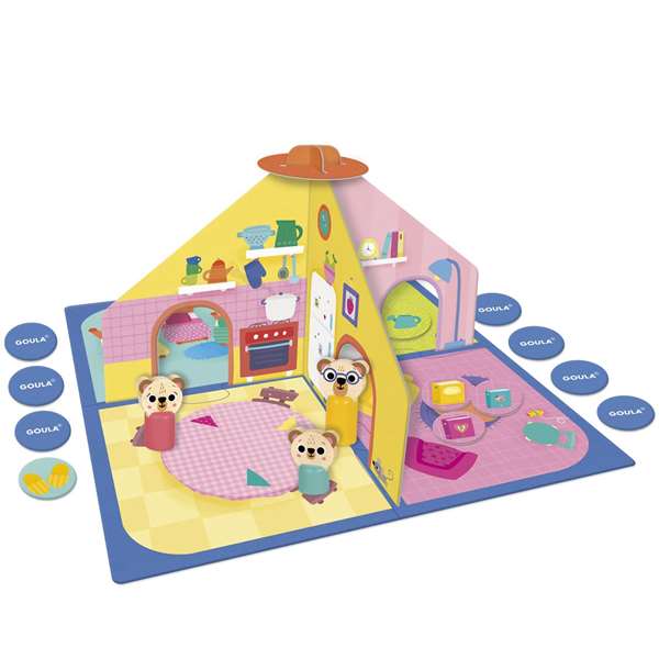 Diset Goula Jeu Boucle d'Or et les trois ours - Jeu de société éducatif 2 en 1 avec plateau réversible et pièces en bois - Multilingue (Français)