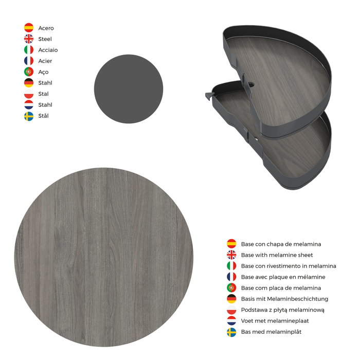 Emuca Jeu de plateaux tournants Harmony 1/2 lune, Module 800mm, Gris anthracite