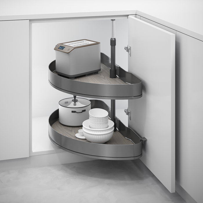 Emuca Jeu de plateaux tournants Harmony 1/2 lune, Module 800mm, Gris anthracite