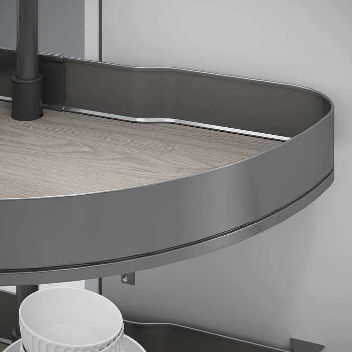 Emuca Jeu de plateaux tournants Harmony 1/2 lune, Module largeur 800mm, Hauteur réglable, Acier et Bois, Gris anthracite Emuca Jeu de plateaux tournants Harmony 1/2 lune, Module largeur 800mm, Hauteur réglable, Acier et Bois, Gris anthracite