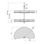 Emuca Jeu de plateaux tournants Harmony 1/2 lune, Module 800mm, Gris anthracite