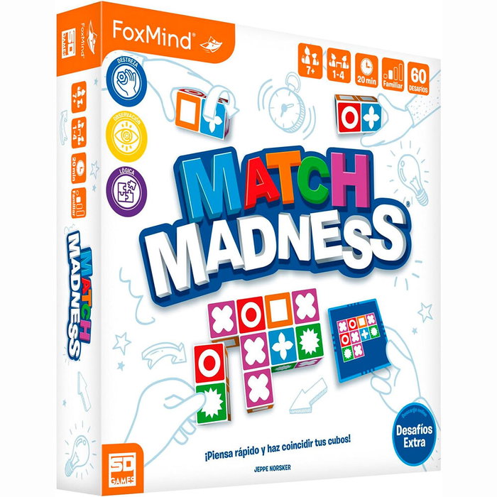 SD GAMES Jeu de société Match Madness - Version espagnole - Jeu de cartes et de réflexion - De 7 ans et plus - 1 à 4 joueurs - Durée de partie 20 minutes SD GAMES Jeu de société Match Madness - Version espagnole - Jeu de cartes et de réflexion - De 7 ans et plus - 1 à 4 joueurs - Durée de partie 20 minutes