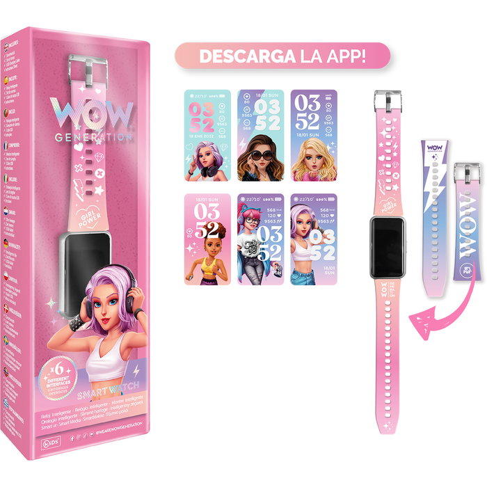 Wow Generation Smartwatch pour Enfants Wow00025 avec Double Bracelet - Montre Connectée avec Écran Personnalisable pour Filles et Garçons