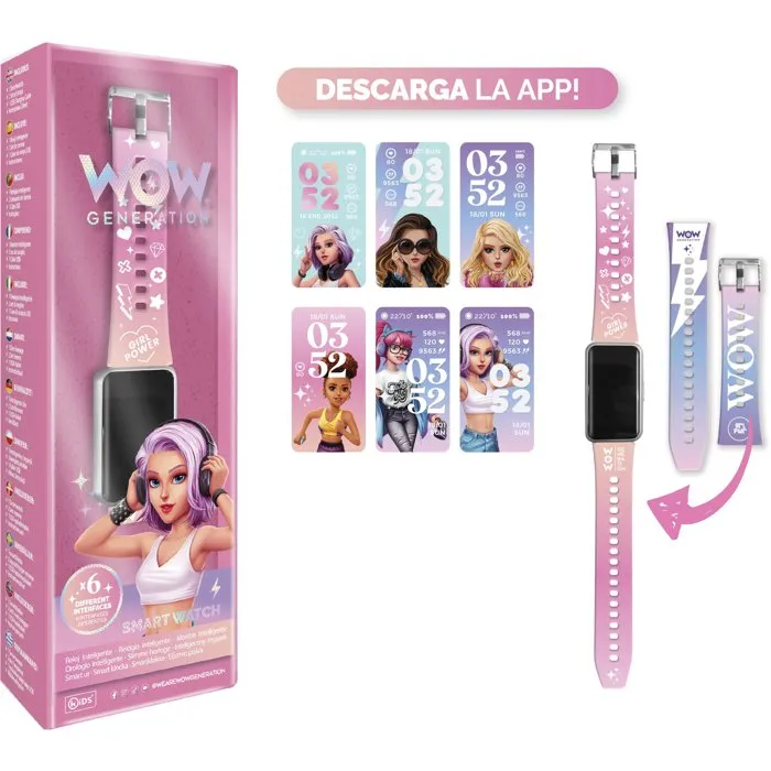 Wow Generation - Montre connectée multifonctions pour enfants dès 6 ans - Affichage analogique/numérique, podomètre, enregistreur vocal, caméra, rechargeable via USB