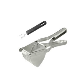 Fackelmann Duo Presse-purée à levier et fourchette 3 dents Gris