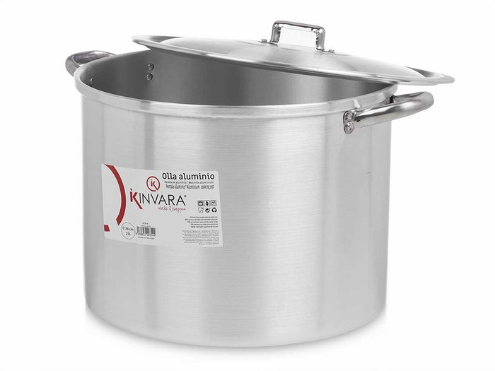 Kinvara Marmite en Aluminium 25 L Diamètre 34 cm Compatible Gaz Four et Lave-vaisselle (Set de 2)