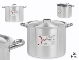 Kinvara Marmite en Aluminium 25 L Diamètre 34 cm Compatible Gaz Four et Lave-vaisselle (Set de 2)
