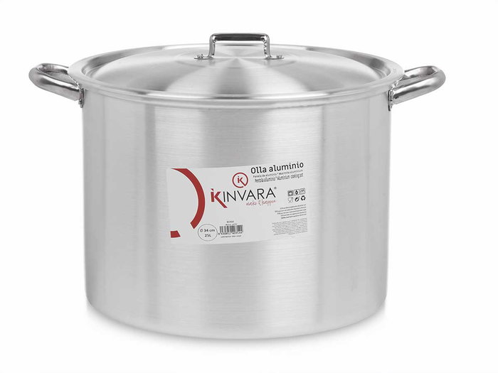 Kinvara Marmite en Aluminium 25 L Diamètre 34 cm Compatible Gaz Four et Lave-vaisselle (Set de 2)