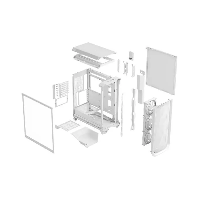 Fractal Design Meshify 3 Ambience Pro RGB Boîtier PC Blanc, E-ATX (277 mm), 3 Ventilateurs Momentum ARGB, USB Type-C 20 Gbps, Éclairage Personnalisable