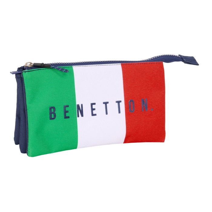 Trousse Fourre-Tout Triple Benetton Flag Blue marine 22 x 12 x 3 cm Trousse Fourre-Tout Triple Benetton Flag Blue marine 22 x 12 x 3 cm