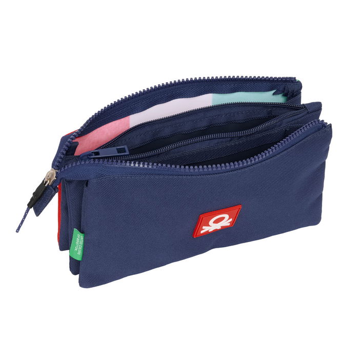 Trousse Fourre-Tout Triple Benetton Flag Blue marine 22 x 12 x 3 cm Trousse Fourre-Tout Triple Benetton Flag Blue marine 22 x 12 x 3 cm