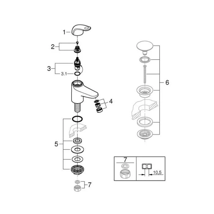 Grohe Swift 20617001 Robinet monofluide lave-mains chromé avec technologie EcoJoy pour économie d'eau, design moderne pour salle de bain Grohe Swift 20617001 Robinet monofluide lave-mains chromé avec technologie EcoJoy pour économie d'eau, design moderne pour salle de bain