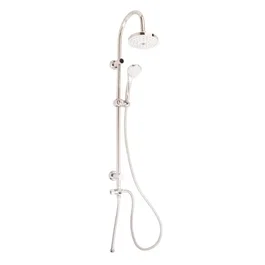 Rousseau Colonne de Douche Sonora 2 sans Robinet - Douchette 3 Jets (Pluie, Massage, Aéré) avec Tête ABS Chromé Anticalcaire Ø150 mm et Bras Inox Chromé Ø22 mm