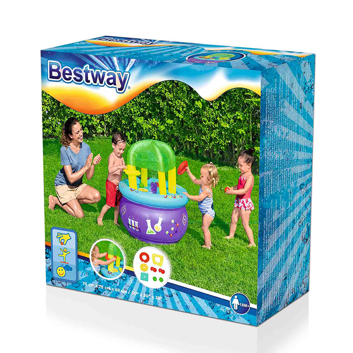 Bestway 52573 Table d'Apprentissage Gonflable 76x76x88 cm pour Enfants +18 Mois Intérieur et Jardin