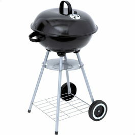 Roues de barbecue au charbon de bois Aktive 46 cm Ronde Noir Avec couvercle