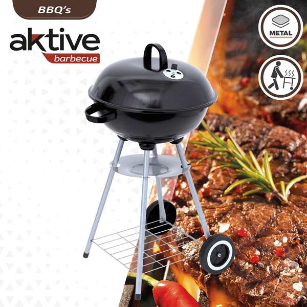 Color Baby Barbecue au charbon de bois rond avec couvercle Aktive 46 cm - Gril de jardin Color Baby Barbecue au charbon de bois rond avec couvercle Aktive 46 cm - Gril de jardin