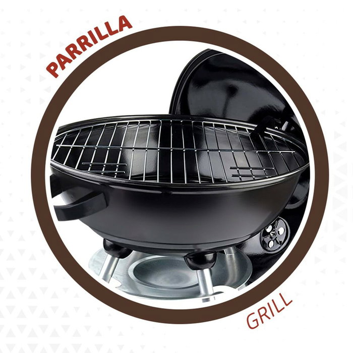 Roues de barbecue au charbon de bois Aktive 46 cm Ronde Noir Avec couvercle