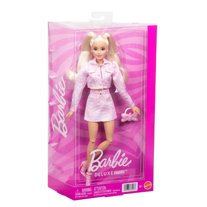 Barbie JJN69 - Poupée Barbie Style Deluxe avec veste en denim rose et jupe - Poupée mannequin mode 29.5 cm pour jeux d'imagination à partir de 4 ans Barbie JJN69 - Poupée Barbie Style Deluxe avec veste en denim rose et jupe - Poupée mannequin mode 29.5 cm pour jeux d'imagination à partir de 4 ans