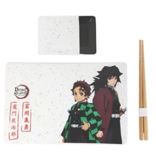 Demon Slayer Plaque Sushi et baguettes ensemble en céramique Tanjiro & Giyu Demon Slayer Plaque Sushi et baguettes ensemble en céramique Tanjiro & Giyu