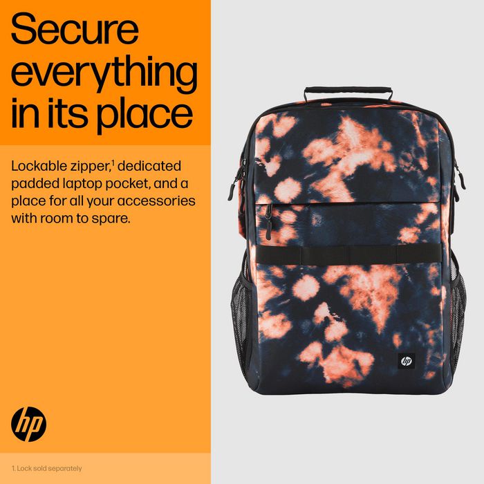HP Sac à dos Campus XL imprimé marbre, sécurisé avec compartiment pour ordinateur portable 16 pouces, imperméable