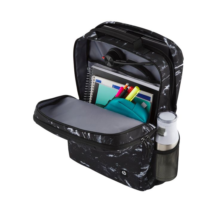 HP Sac à dos Campus XL imprimé marbre, sécurisé avec compartiment pour ordinateur portable 16 pouces, imperméable