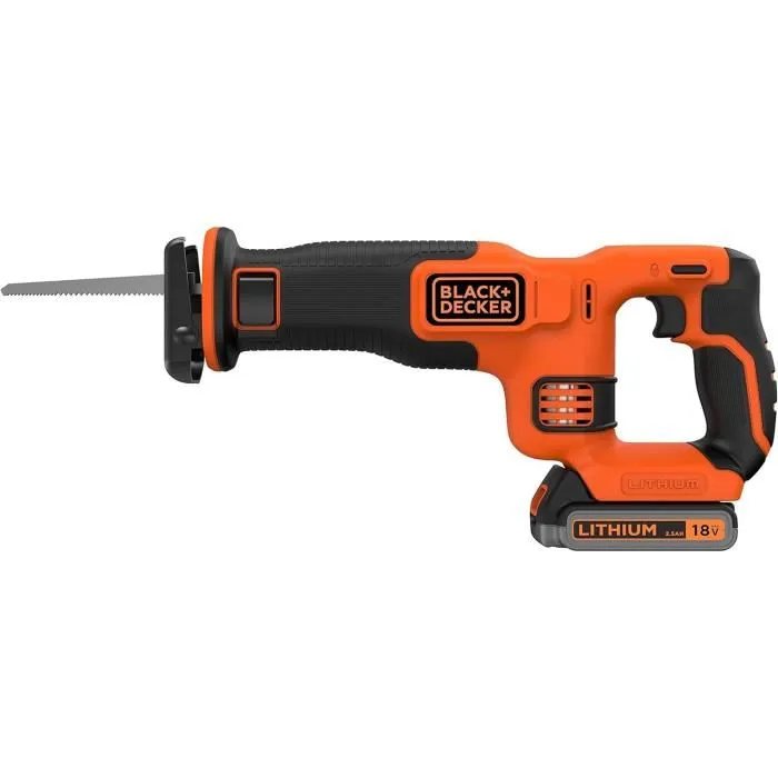 Black + Decker BDCR18E1-QW Scie sabre sans fil 18V avec batterie 2,5Ah