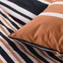 Today - Parure de lit 2 personnes 240x220 cm - 100% Coton 57 fils - Housse de couette + 2 taies (63x69 cm) - Rayures Orange, Noir, Blanc