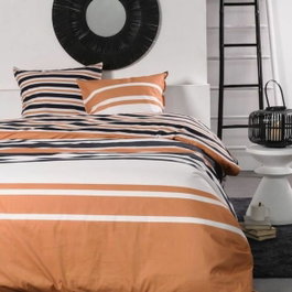 Today Parure de lit 2 personnes 240x220 cm Orange, Noir et Blanc