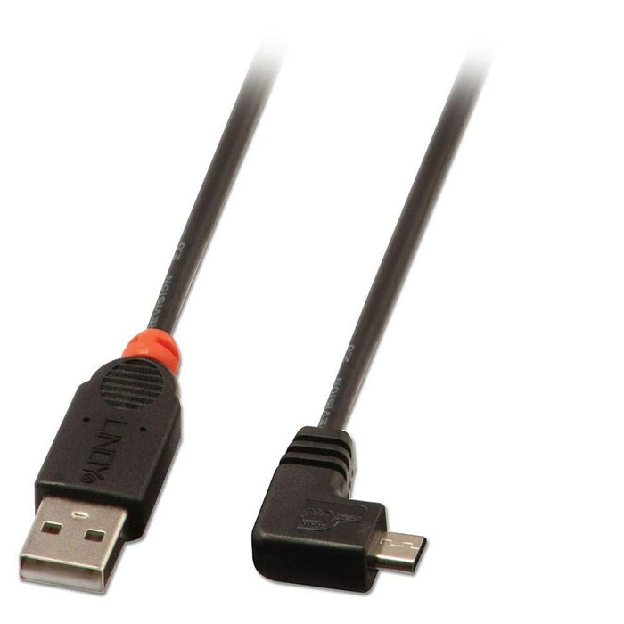 Lindy Câble USB 2.0 type A vers micro-B coudé 90°, 1m Lindy Câble USB 2.0 type A vers micro-B coudé 90°, 1m