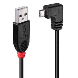 Lindy Câble USB 2.0 type A vers micro-B coudé, 1m, Noir