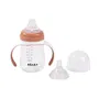 Beaba Biberon d'apprentissage 2-en-1 210 ml - Tétine et embout souple en silicone, poignées ergonomiques amovibles, évolutif dès 4 mois - Couleur Terracotta