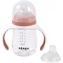 Beaba Biberon d'apprentissage 2-en-1 210 ml - Tétine et embout souple en silicone, poignées ergonomiques amovibles, évolutif dès 4 mois - Couleur Terracotta