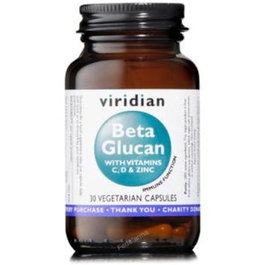 VIRIDIAN Bêta Glucane 250mg plus Vitamine C, D3 et Zinc, 30 capsules végétales