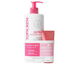 Topicrem Lait corporel UH 500 ml + Gommage exfoliant doux 3 en 1 50 ml – Lot de 2 unités