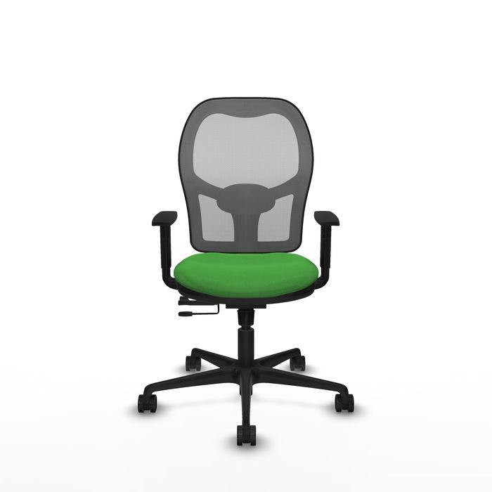 Chaise Jorquera Synchrone/Traslack tissu Vert Maille Gris Base en nylon noir Accoudoir 1D Sans appui-tête Roulettes 65mm nylon