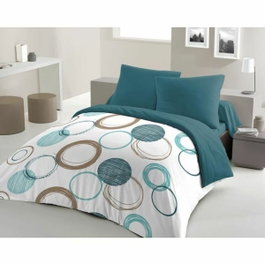 Home Linge Passion Parure de couette Cercles Blanc et Vert 240 x 260 cm