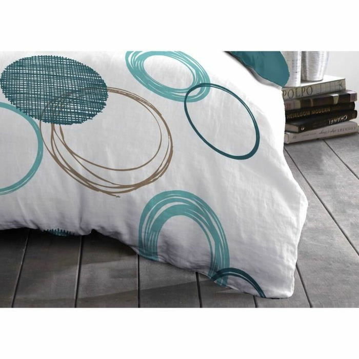 Home Linge Passion Parure de couette Cercles Blanc et Vert 240 x 260 cm