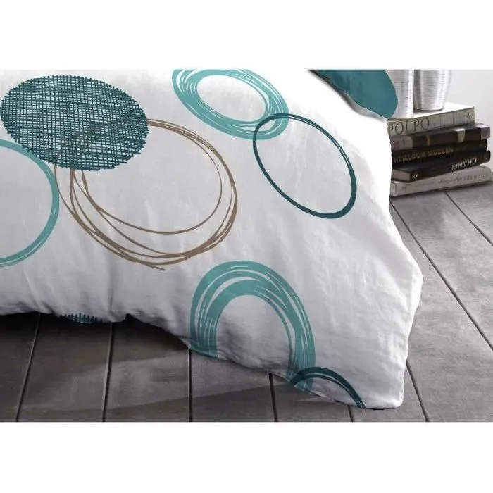 Home Linge Passion HOM3701393712736 Housse de couette Audace 240 x 260 cm + 2 taies d'oreiller 63x63 cm Bleu canard