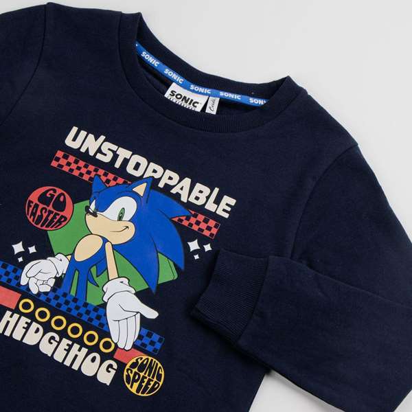 Cerdá Sudadera Cotton Brushed à Capuche, Design Sonic - Sweat à Capuche pour Enfant 8 Ans, Couleur Dark Blue