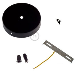 Creative Kit de fluron métal Ø120 x 25 mm, trou central 10 mm avec presse-étoupe plastique, noir mat