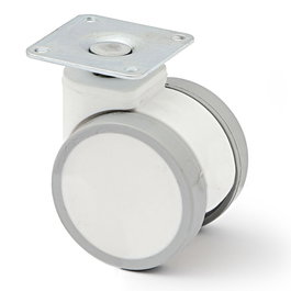 Q&Q Rueda Giratoria Duncan, roulette pivotante Ø50 mm H64 mm, blanc, avec ou sans frein