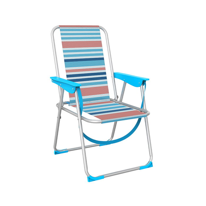 Marbueno 103461 Chaise Pliante Aluminium Rayures Orange et Bleu Plage et Piscine 53x56x78 cm
