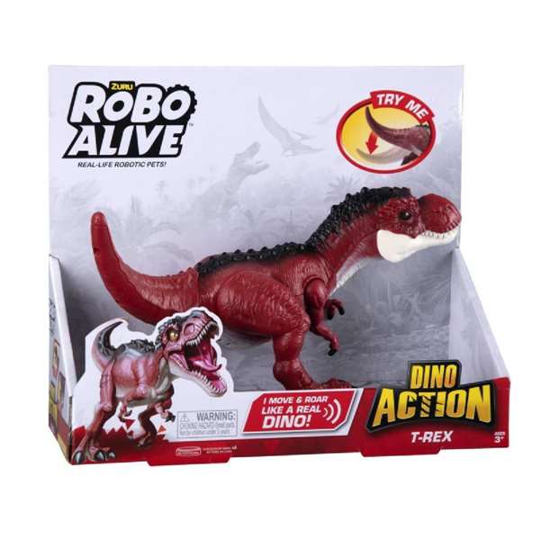 Zuru Dino Action T-Rex Robo Alive - Figurine de dinosaure robotisé avec sons - Fonctionne sur piles (LR44) - Dimensions 21x14x6cm Zuru Dino Action T-Rex Robo Alive - Figurine de dinosaure robotisé avec sons - Fonctionne sur piles (LR44) - Dimensions 21x14x6cm