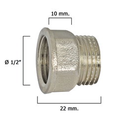 WOLFPACK LINEA PROFESIONAL Rallonge hexagonale chromée 1/2 x 10