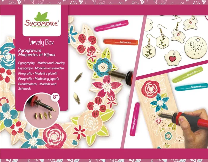 Sycomore Coffret Pyrogravure avec 5 Embouts pour Créer Bijoux et Accessoires dès 8 Ans
