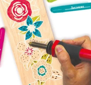 Sycomore Coffret Pyrogravure avec 5 Embouts pour Créer Bijoux et Accessoires dès 8 Ans