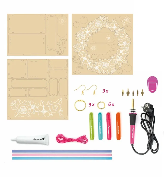 Sycomore Coffret Pyrogravure avec 5 Embouts pour Créer Bijoux et Accessoires dès 8 Ans