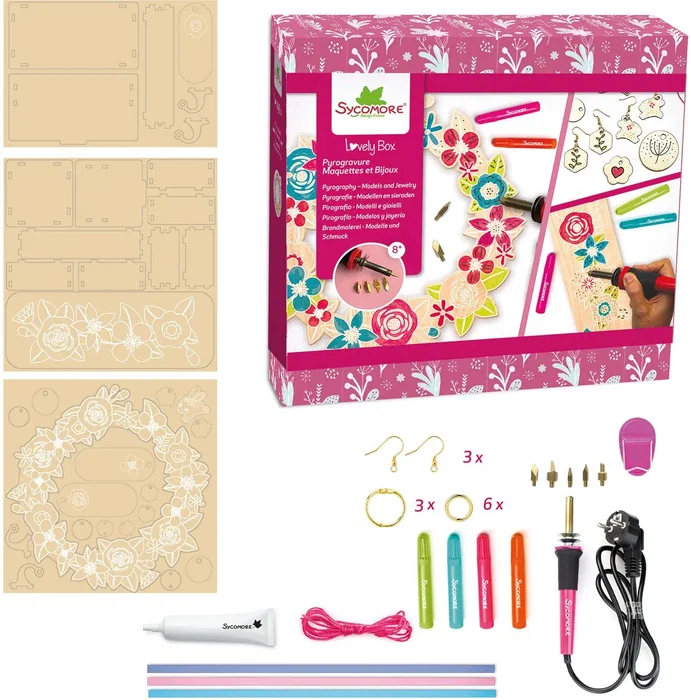 Sycomore Coffret Pyrogravure avec 5 Embouts pour Créer Bijoux et Accessoires dès 8 Ans