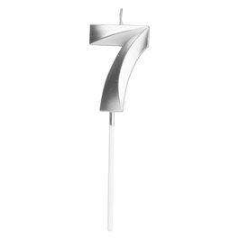 Party Time Bougie Anniversaire Chiffre 7 Argent