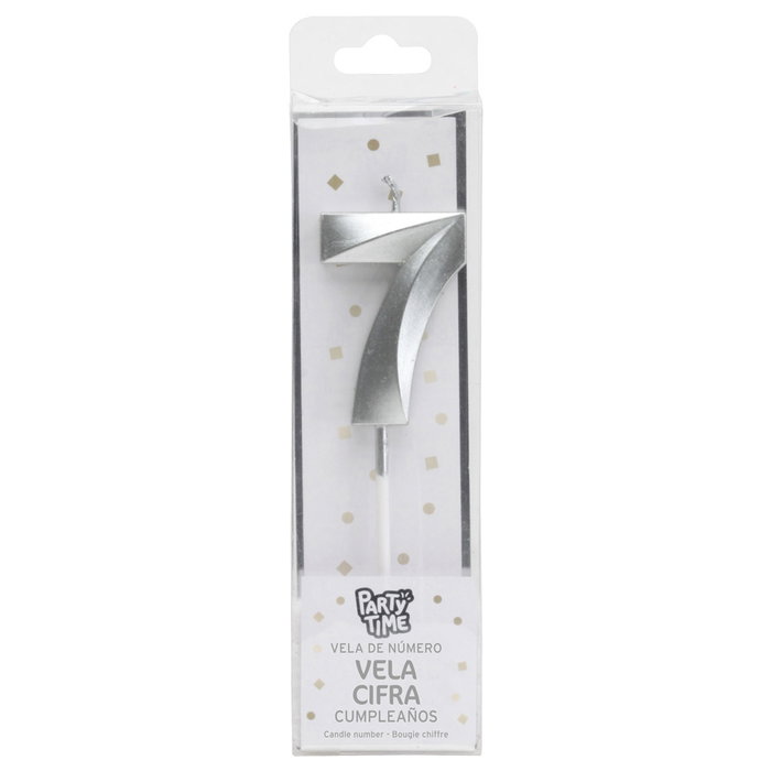 Party Time Bougie Anniversaire Chiffre 7 Argent